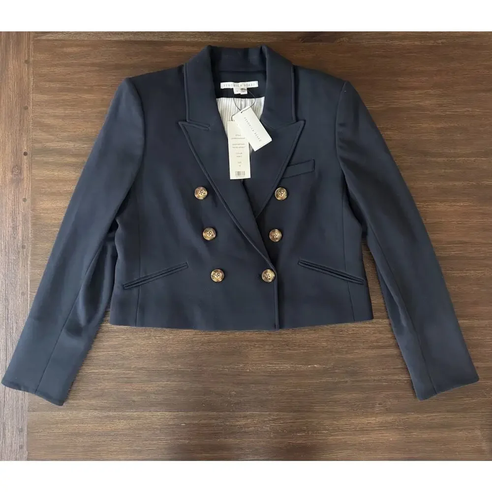 Veronica Beard Blazer Navy Blue Navis Cropped Dickey Jacket Womens 12 NWT - Picture 5 of 11